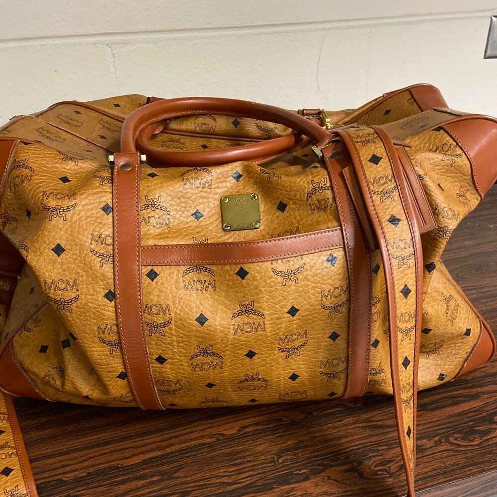 Authentic Mcm Monogram Leather Large Suitcase Tra… - image 1